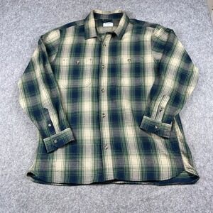 Old Navy Flannel Shirt Mens XXL Tall Plaid Green Blue Long Sleeve Cabincore Gorp